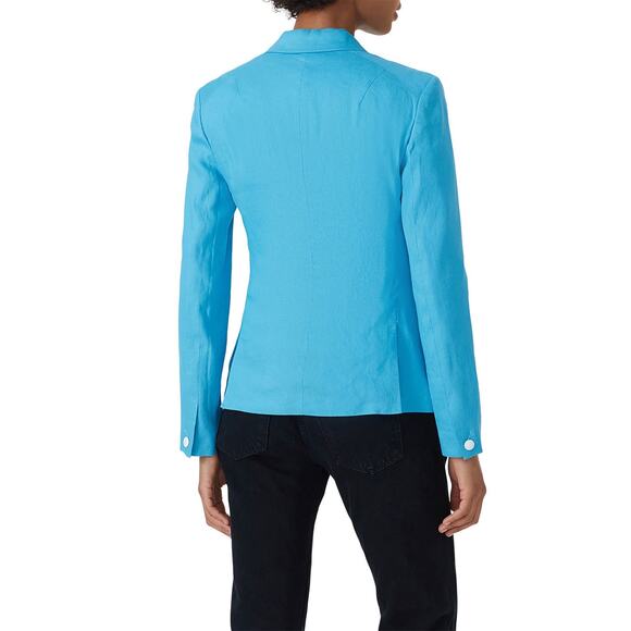 RAG & BONE Blue Linen Front Button Closure Fletcher Linen Blazer Coat Size 10 - Picture 3 of 16